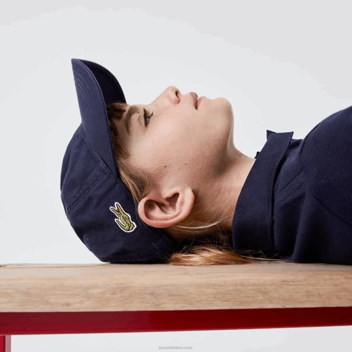 crianças Lacoste azul marinho 166 gorro sólido de gabardine 08D02278