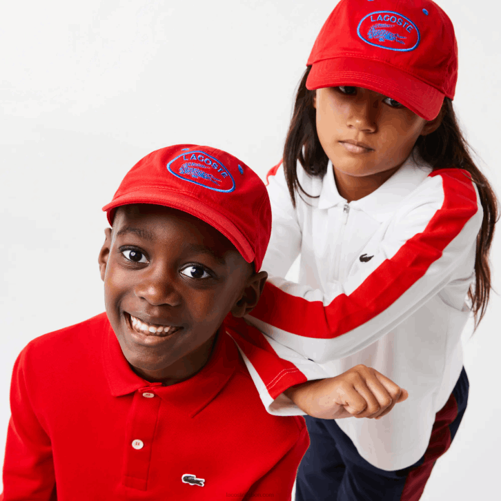 crianças Lacoste vermelho 240 boné ajustável de ilhós de contraste 08D02168