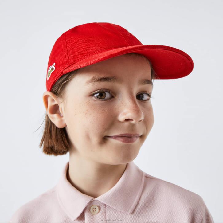 crianças Lacoste vermelho 240 gorro sólido de gabardine 08D02279