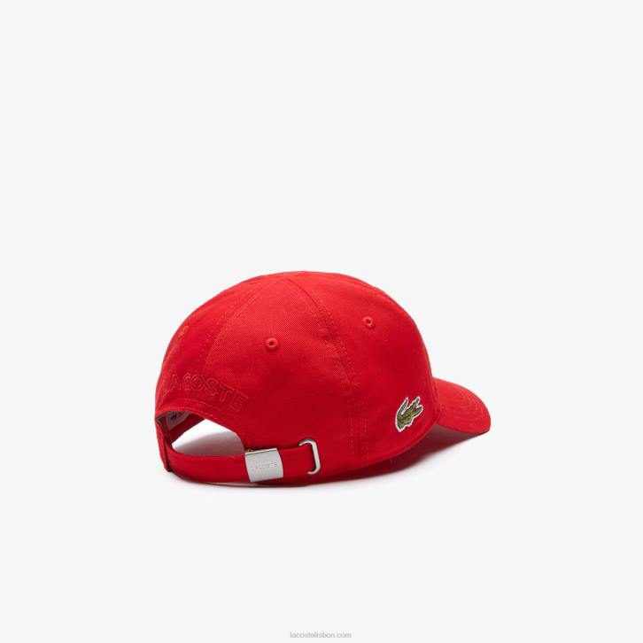 crianças Lacoste vermelho 240 gorro sólido de gabardine 08D02279