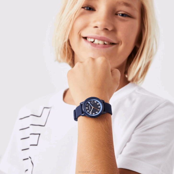 crianças Lacoste azul 000 12.12 Relógio com pulseira de silicone de 3 mãos 08D03300