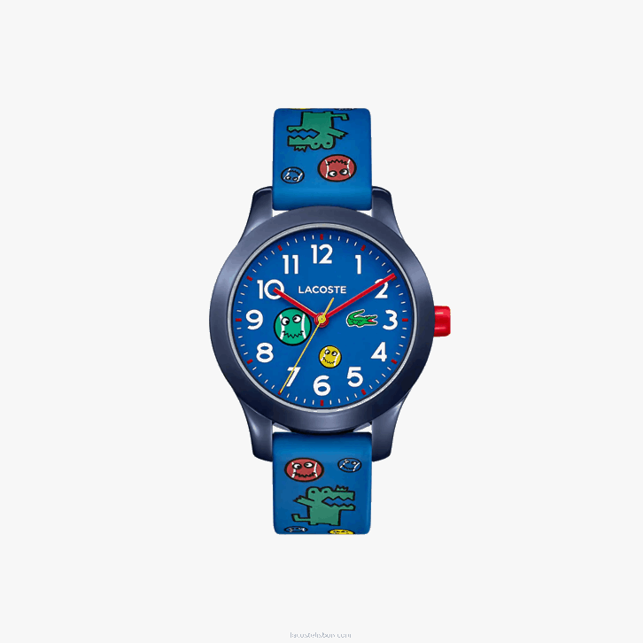 crianças Lacoste azul 000 12.12 Relógio de 3 ponteiros com pulseira de silicone azul 08D03111