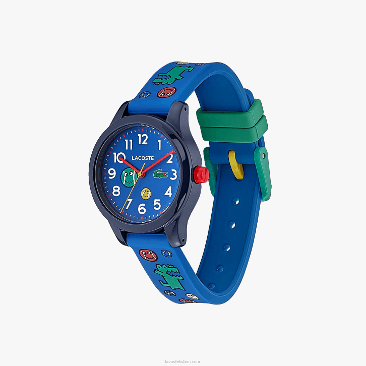 crianças Lacoste azul 000 12.12 Relógio de 3 ponteiros com pulseira de silicone azul 08D03111