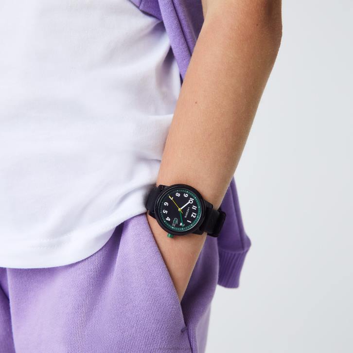 crianças Lacoste preto 000 12.12 relógio de pulseira de silicone preto 08D03112