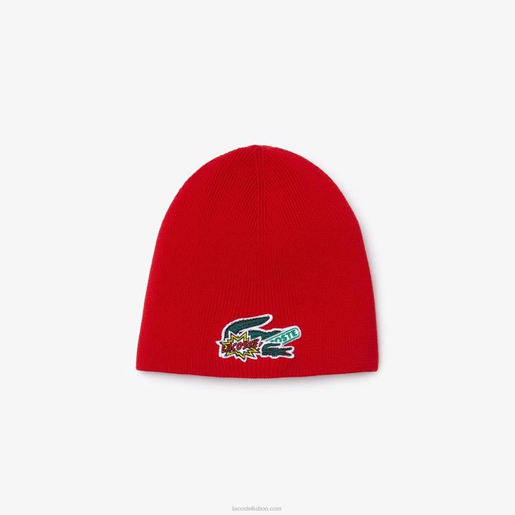 crianças Lacoste vermelho 240 gorro de distintivo de efeito cômico 08D03277