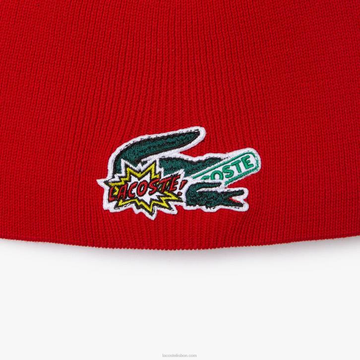 crianças Lacoste vermelho 240 gorro de distintivo de efeito cômico 08D03277
