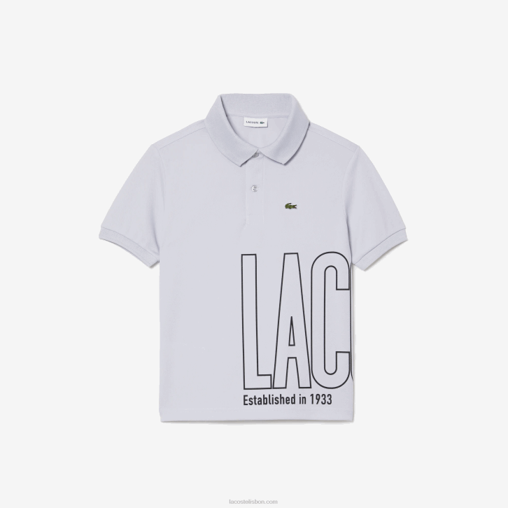 Rapazes Lacoste cinza claro acz pólo piquê ultra-dry 08D02947