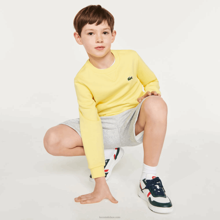 crianças Lacoste amarelo 107 moletom de lã de algodão 08D02975