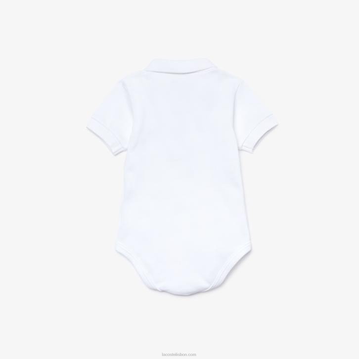 crianças Lacoste branco 001 conjunto de macacão piquê de algodão orgânico para bebê 08D02988