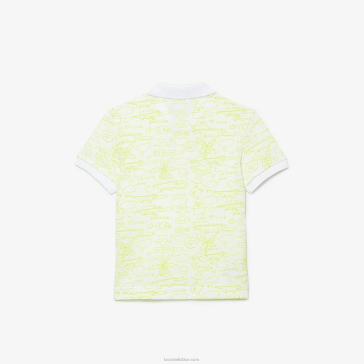 crianças Lacoste branco 001 polo petit piquê de algodão orgânico gráfico 08D02957