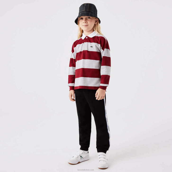 crianças Lacoste lombo cinza bordeaux x29 polo piquê listrado 08D02962