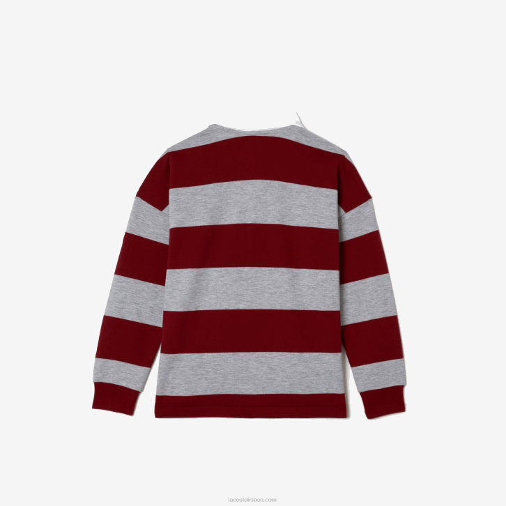 crianças Lacoste lombo cinza bordeaux x29 polo piquê listrado 08D02962