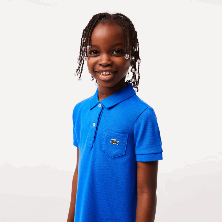 garotas Lacoste azul kxb vestido polo de algodão 08D03084