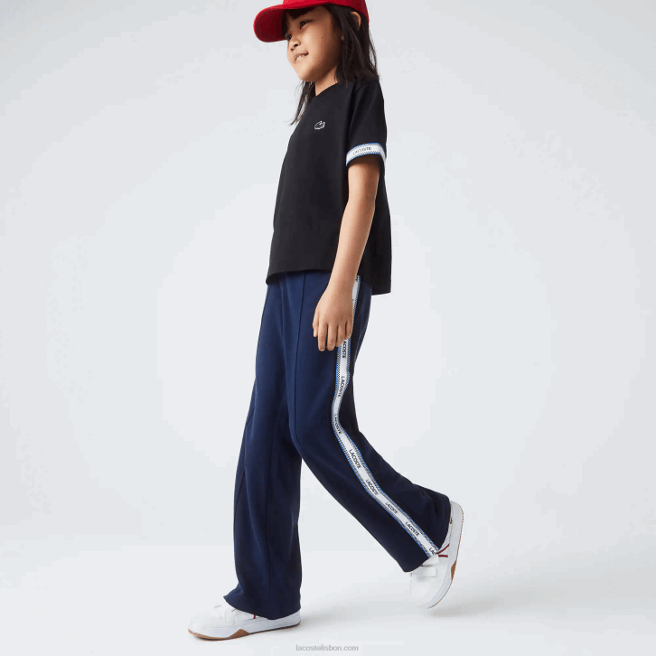 garotas Lacoste azul marinho 166 calças oversized de bandas laterais 08D03289