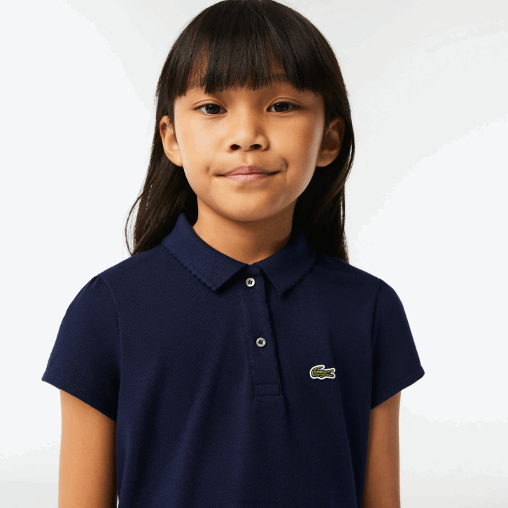 garotas Lacoste azul marinho 166 gola recortada mini polo piquê 08D02951