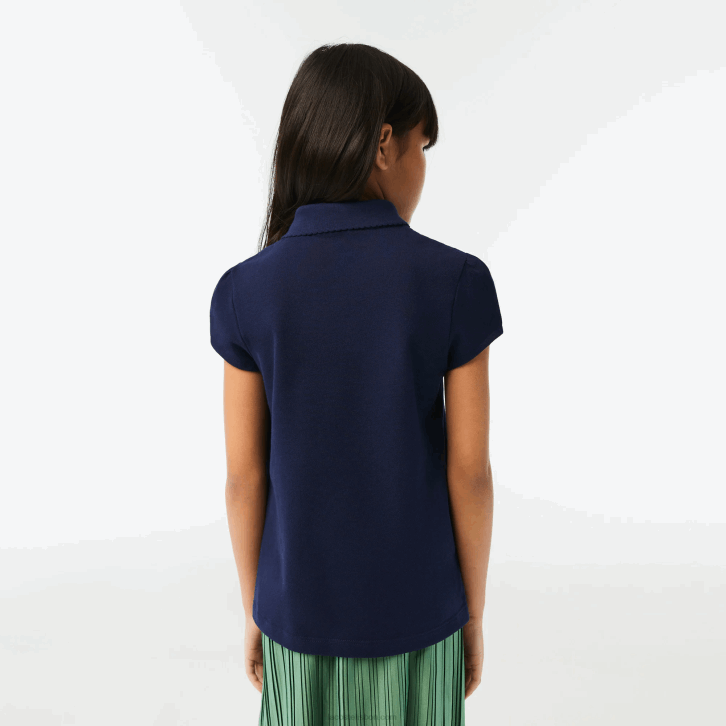 garotas Lacoste azul marinho 166 gola recortada mini polo piquê 08D02951
