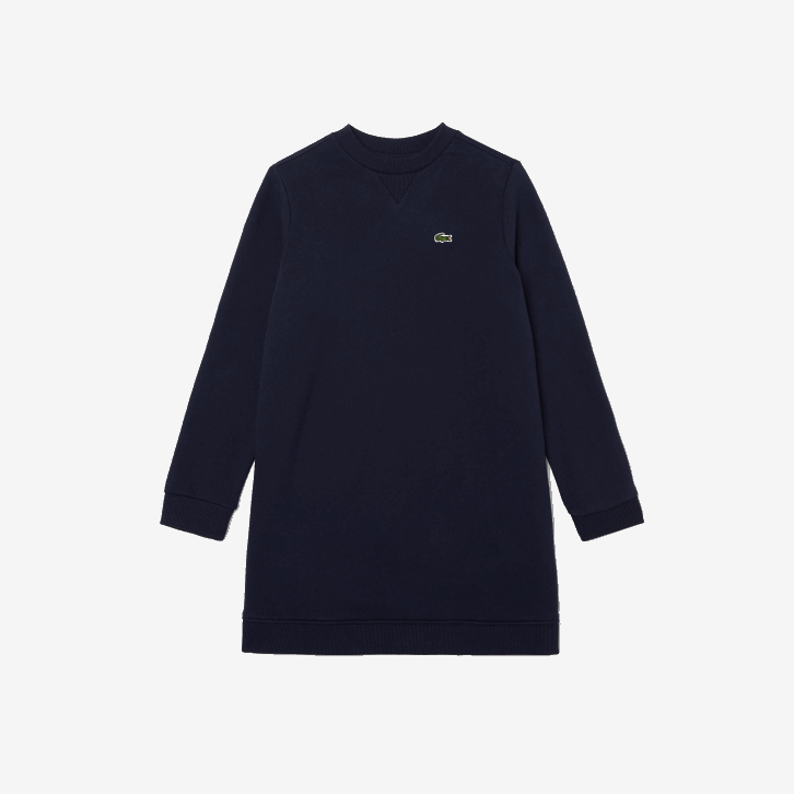 garotas Lacoste azul marinho 166 vestido de lã de algodão plissado nas costas 08D03287