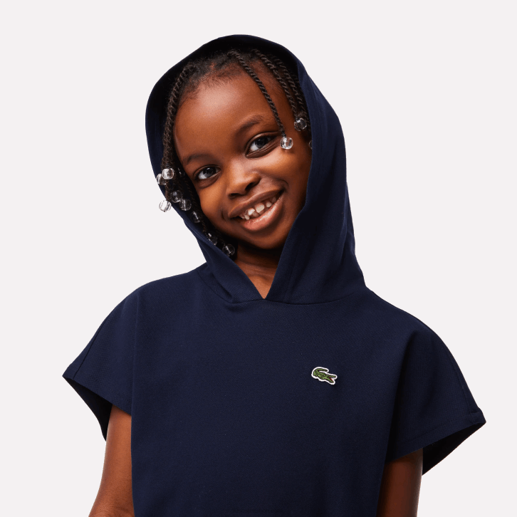 garotas Lacoste azul marinho 166 vestido de suéter sem mangas em piquê elástico 08D03096