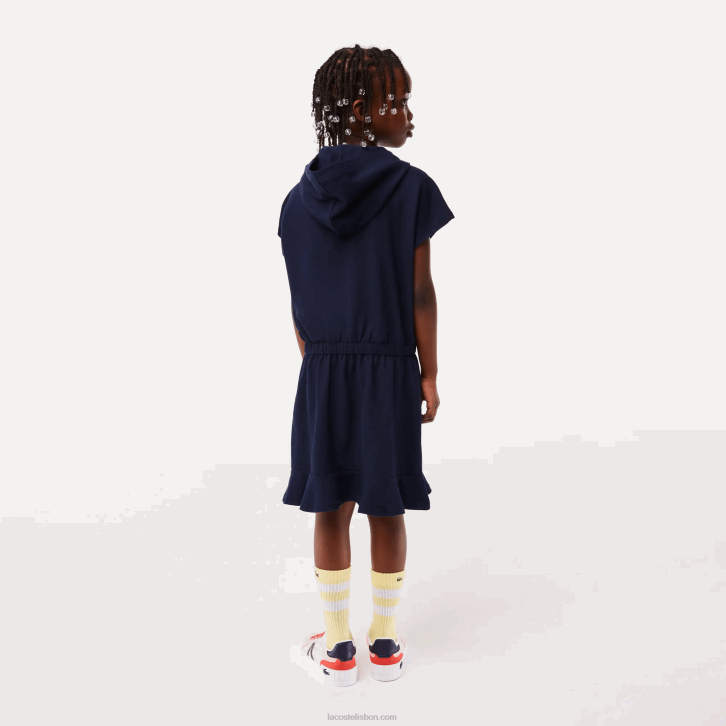 garotas Lacoste azul marinho 166 vestido de suéter sem mangas em piquê elástico 08D03096