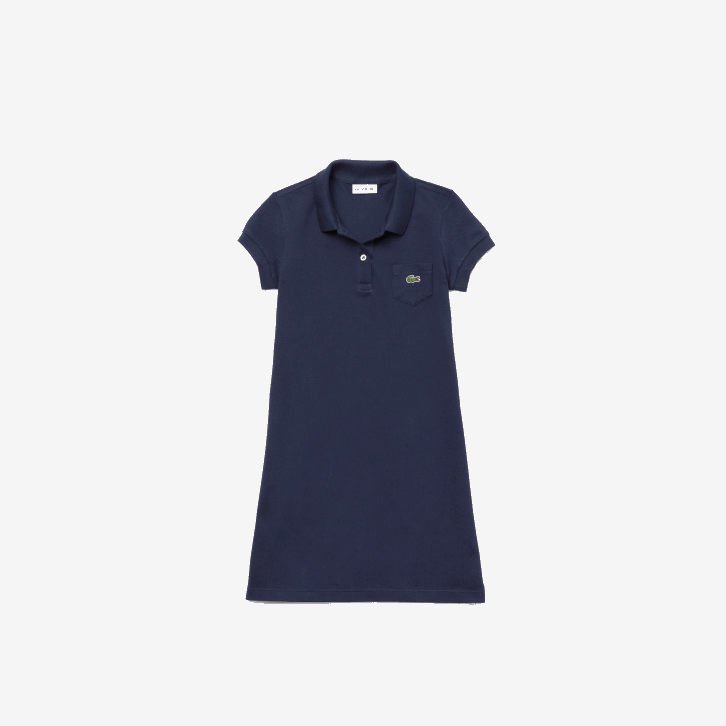 garotas Lacoste azul marinho 166 vestido polo de algodão 08D03083
