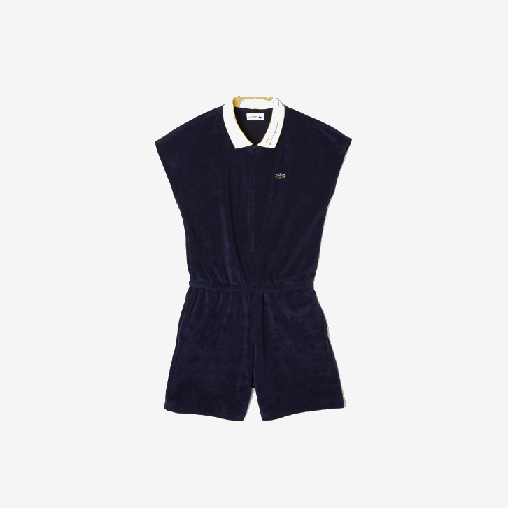 garotas Lacoste azul marinho amarelo branco gsw macacão de algodão atoalhado 08D03307