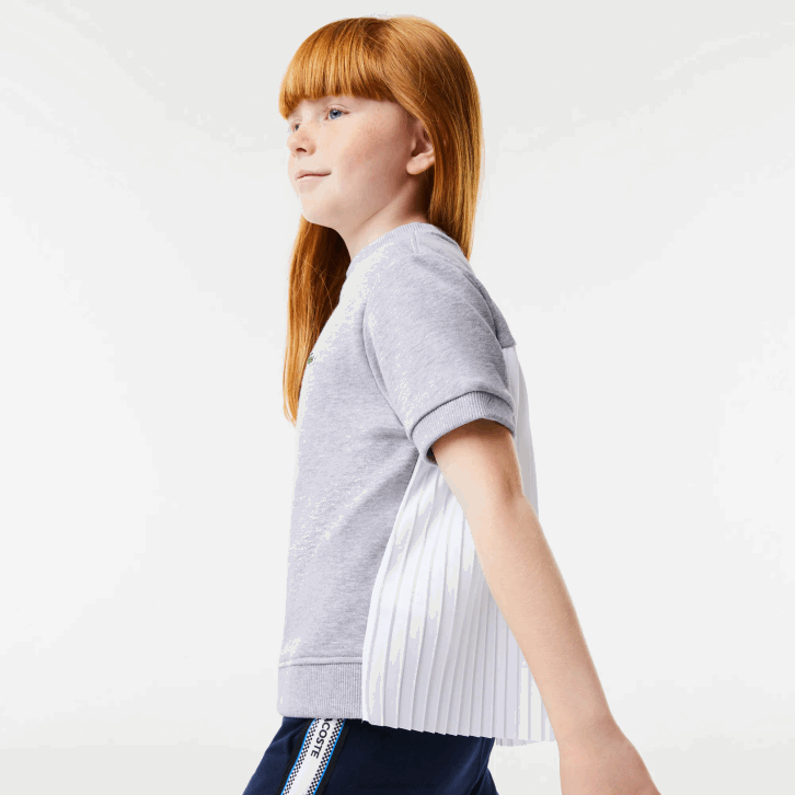 garotas Lacoste chine cinza cca camiseta de lã de algodão plissada nas costas 08D03156