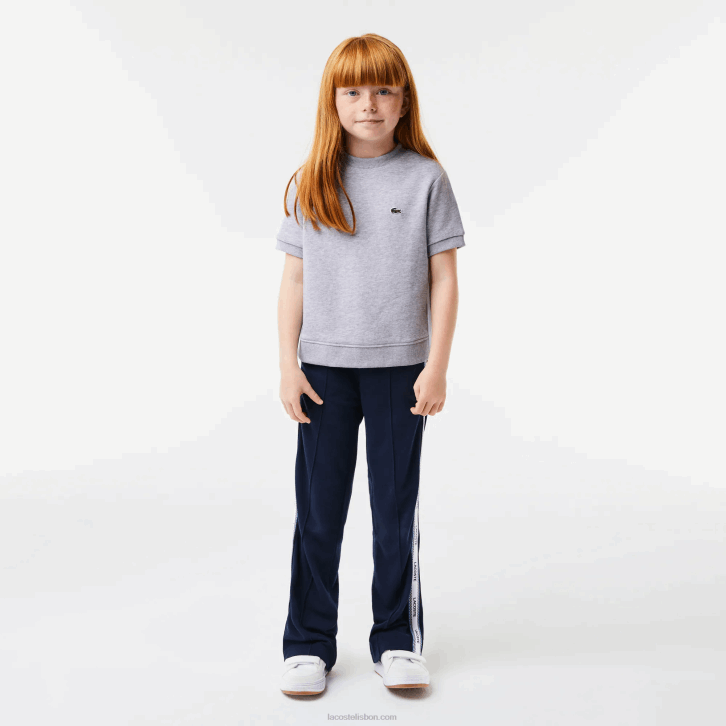 garotas Lacoste chine cinza cca camiseta de lã de algodão plissada nas costas 08D03156