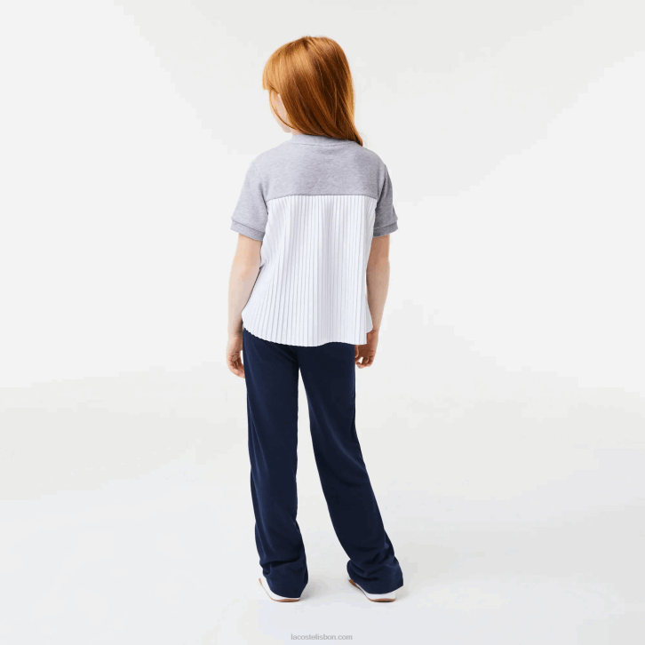 garotas Lacoste chine cinza cca camiseta de lã de algodão plissada nas costas 08D03156