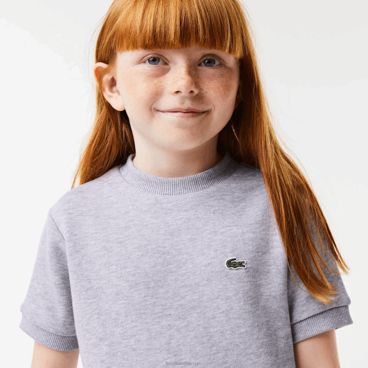 garotas Lacoste chine cinza cca camiseta de lã de algodão plissada nas costas 08D03156
