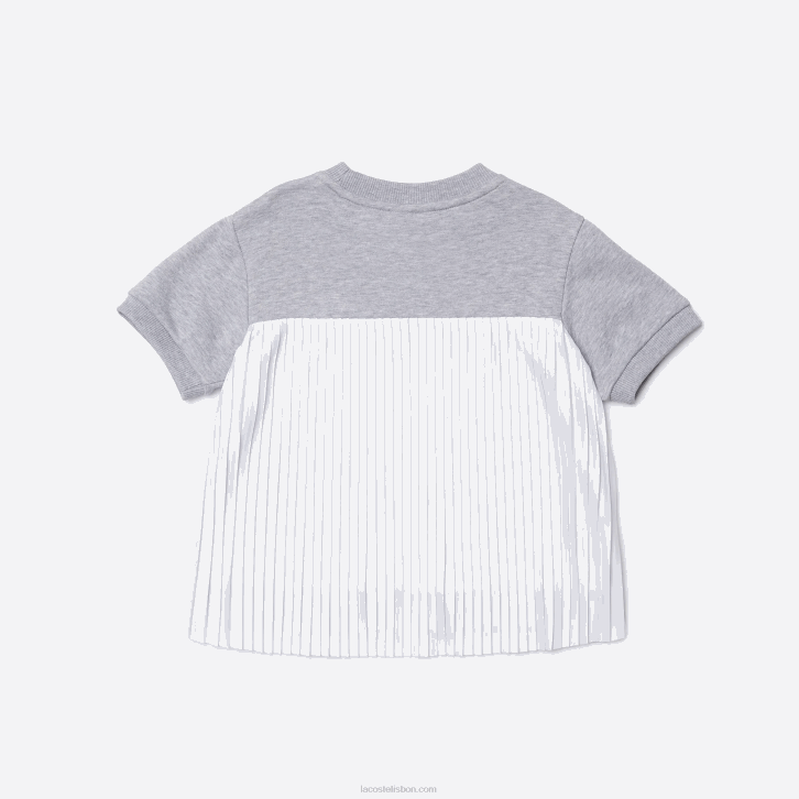 garotas Lacoste chine cinza cca camiseta de lã de algodão plissada nas costas 08D03156