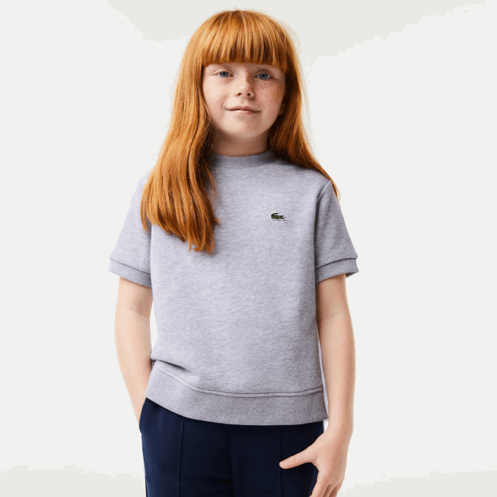 garotas Lacoste chine cinza cca camiseta de lã de algodão plissada nas costas 08D03156