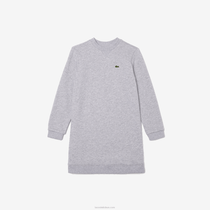 garotas Lacoste chine cinza cca vestido de lã de algodão plissado nas costas 08D03286