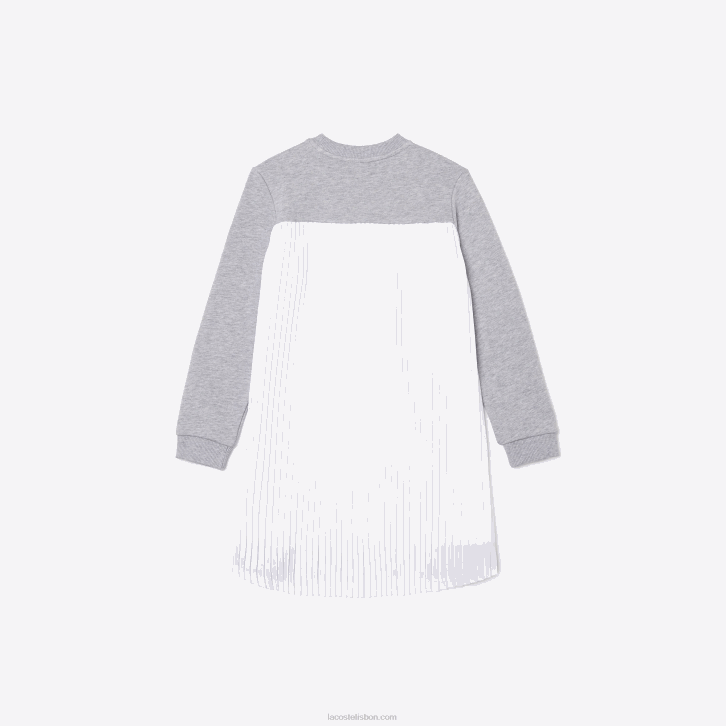 garotas Lacoste chine cinza cca vestido de lã de algodão plissado nas costas 08D03286