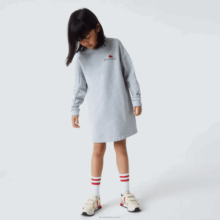 garotas Lacoste chine cinza cca vestido de moletom de lã de algodão 08D03271