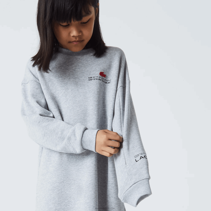 garotas Lacoste chine cinza cca vestido de moletom de lã de algodão 08D03271