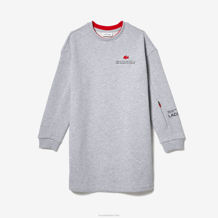garotas Lacoste chine cinza cca vestido de moletom de lã de algodão 08D03271