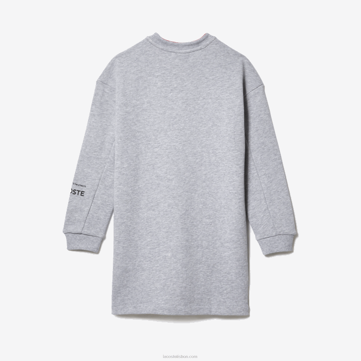 garotas Lacoste chine cinza cca vestido de moletom de lã de algodão 08D03271
