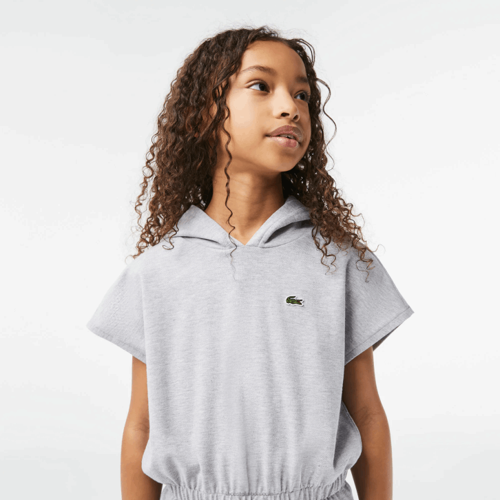 garotas Lacoste chine cinza cca vestido de suéter sem mangas em piquê elástico 08D03095