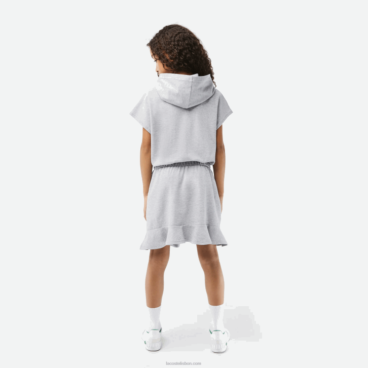 garotas Lacoste chine cinza cca vestido de suéter sem mangas em piquê elástico 08D03095