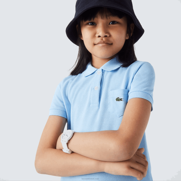 garotas Lacoste hbp azul vestido polo de algodão 08D03094