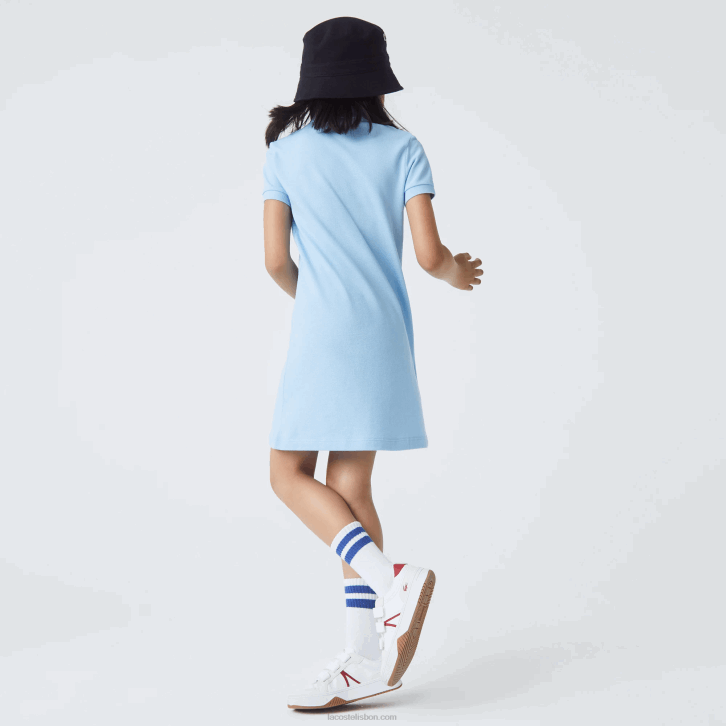 garotas Lacoste hbp azul vestido polo de algodão 08D03094