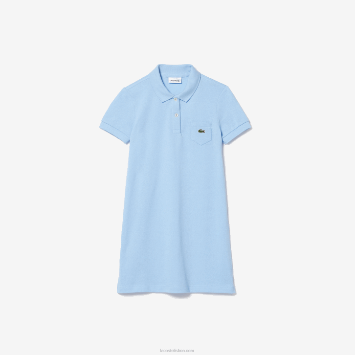 garotas Lacoste hbp azul vestido polo de algodão 08D03094