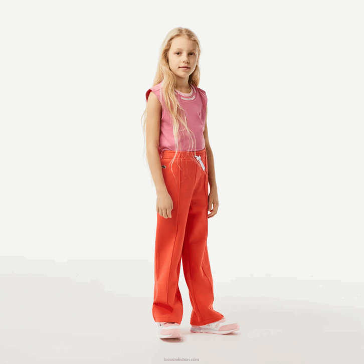 garotas Lacoste laranja 02k calça de trilha de perna larga 08D03059