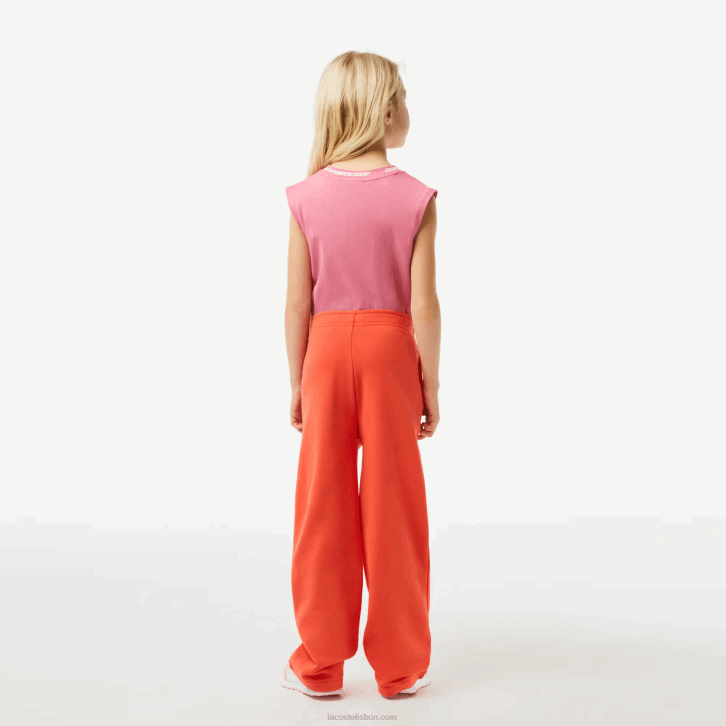 garotas Lacoste laranja 02k calça de trilha de perna larga 08D03059