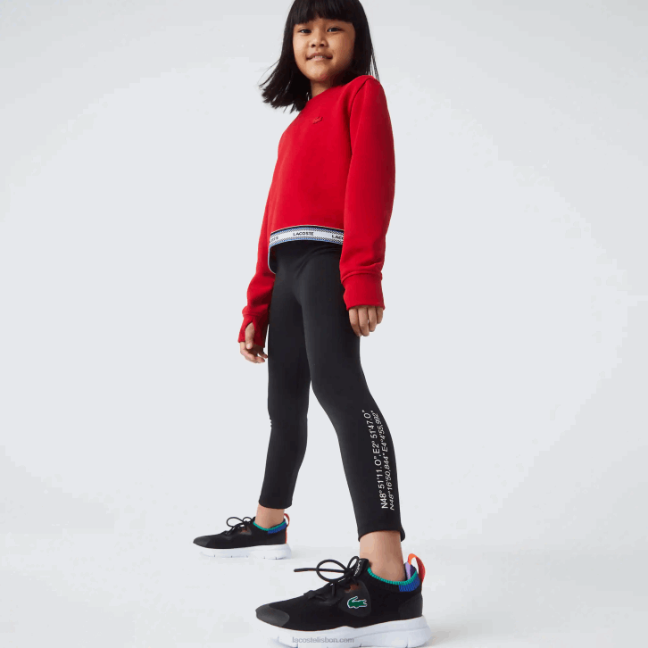 garotas Lacoste preto 031 leggings cintura impressa 08D03232