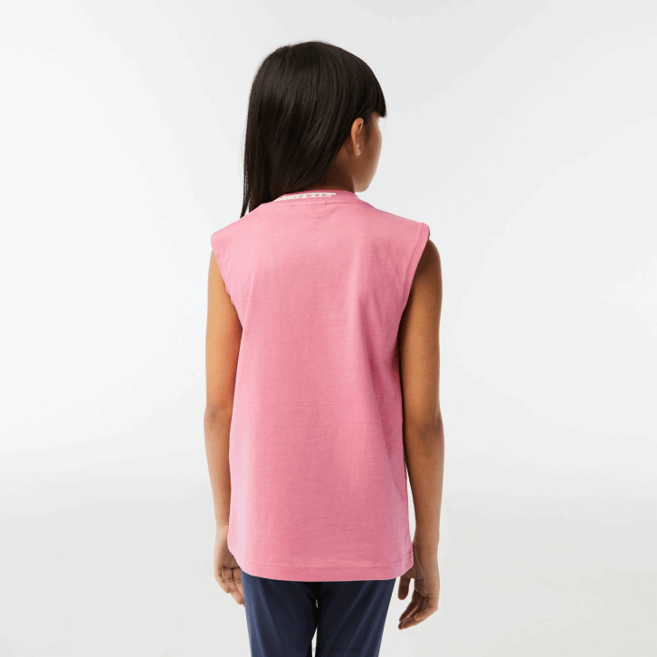 garotas Lacoste rosa 2r3 camiseta sem manga em jersey de algodão 08D03017