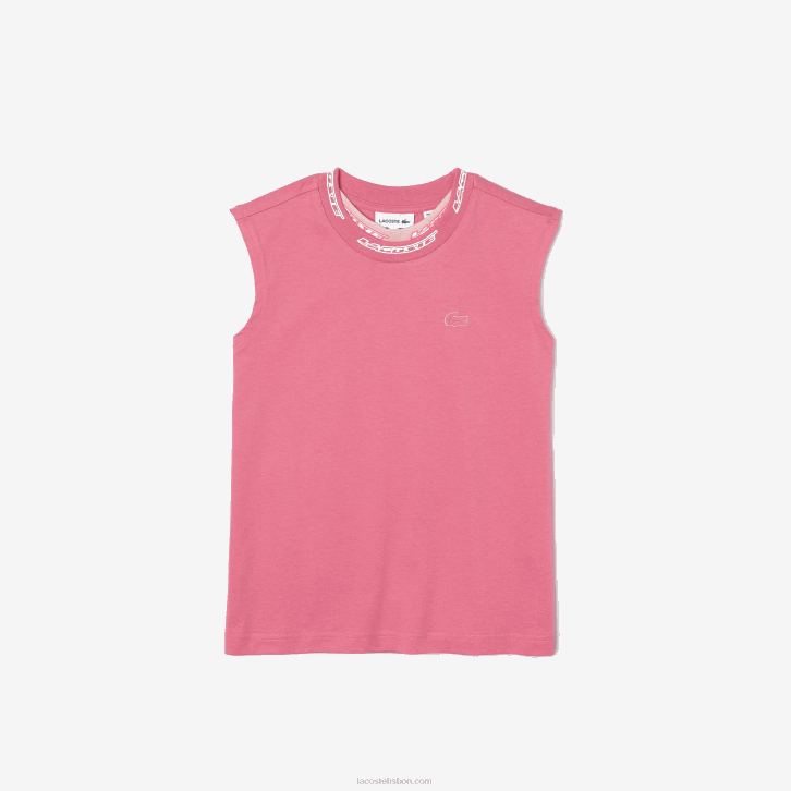 garotas Lacoste rosa 2r3 camiseta sem manga em jersey de algodão 08D03017