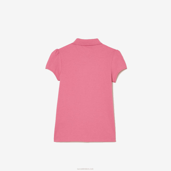 garotas Lacoste rosa 2r3 gola recortada mini polo piquê 08D03037