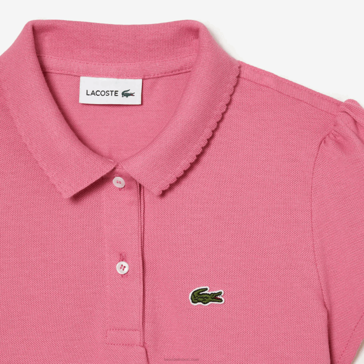 garotas Lacoste rosa 2r3 gola recortada mini polo piquê 08D03037