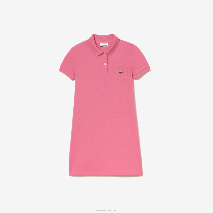 garotas Lacoste rosa 2r3 vestido polo de algodão 08D03081